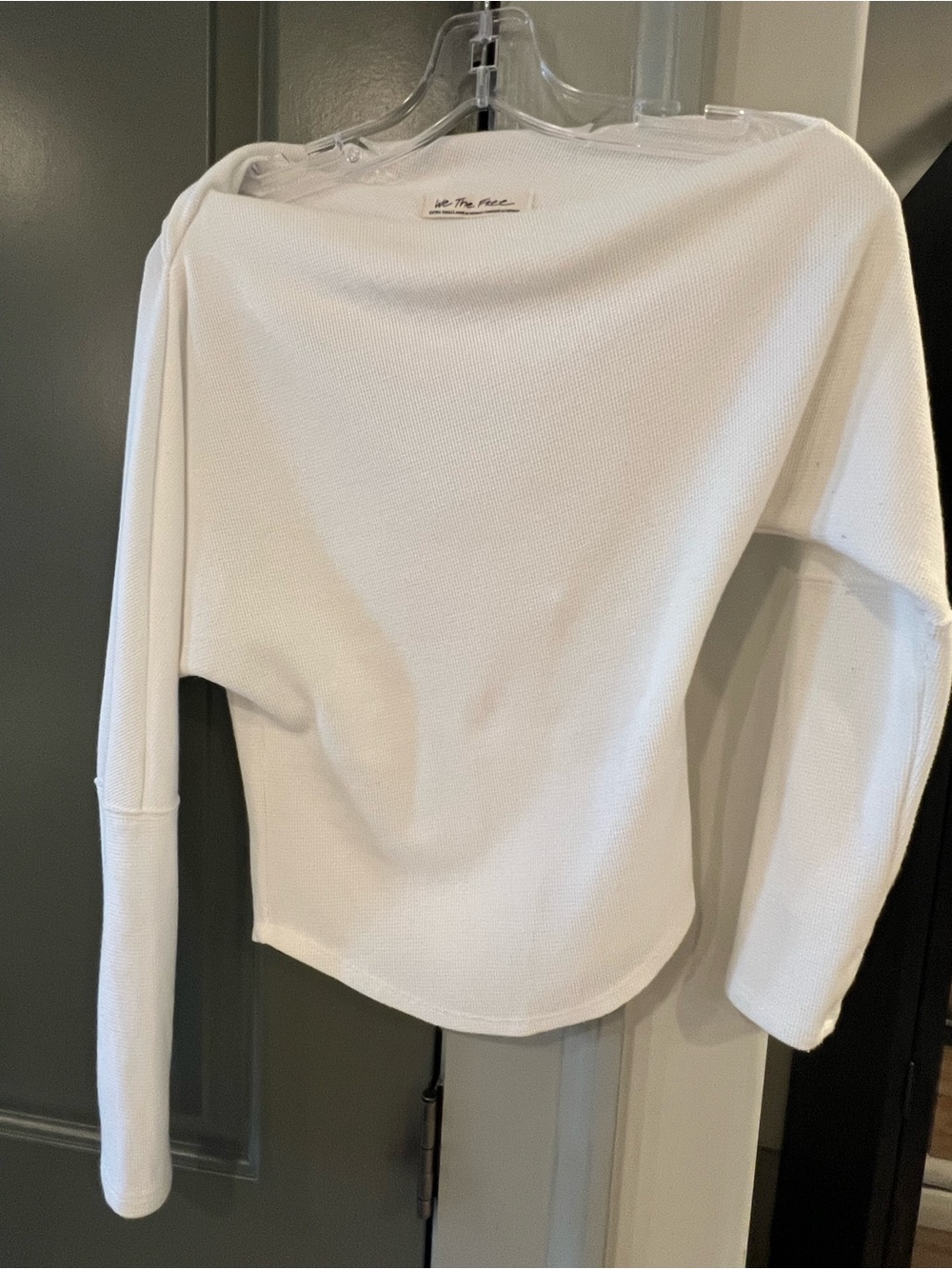 Free People White Long Sleeve off the shoulder Thermal Top